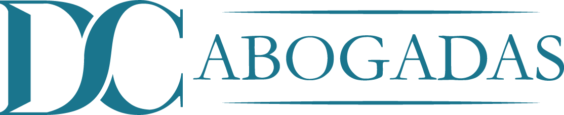 Logo con las letras DC Abogadas todo en color azul con fondo transparente